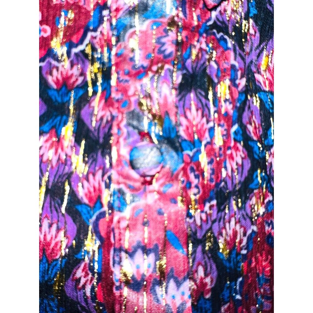 Spense Womens XL Floral Paisley Button-Up Blouse Long Sleeve Button Cuff - Picture 4 of 4